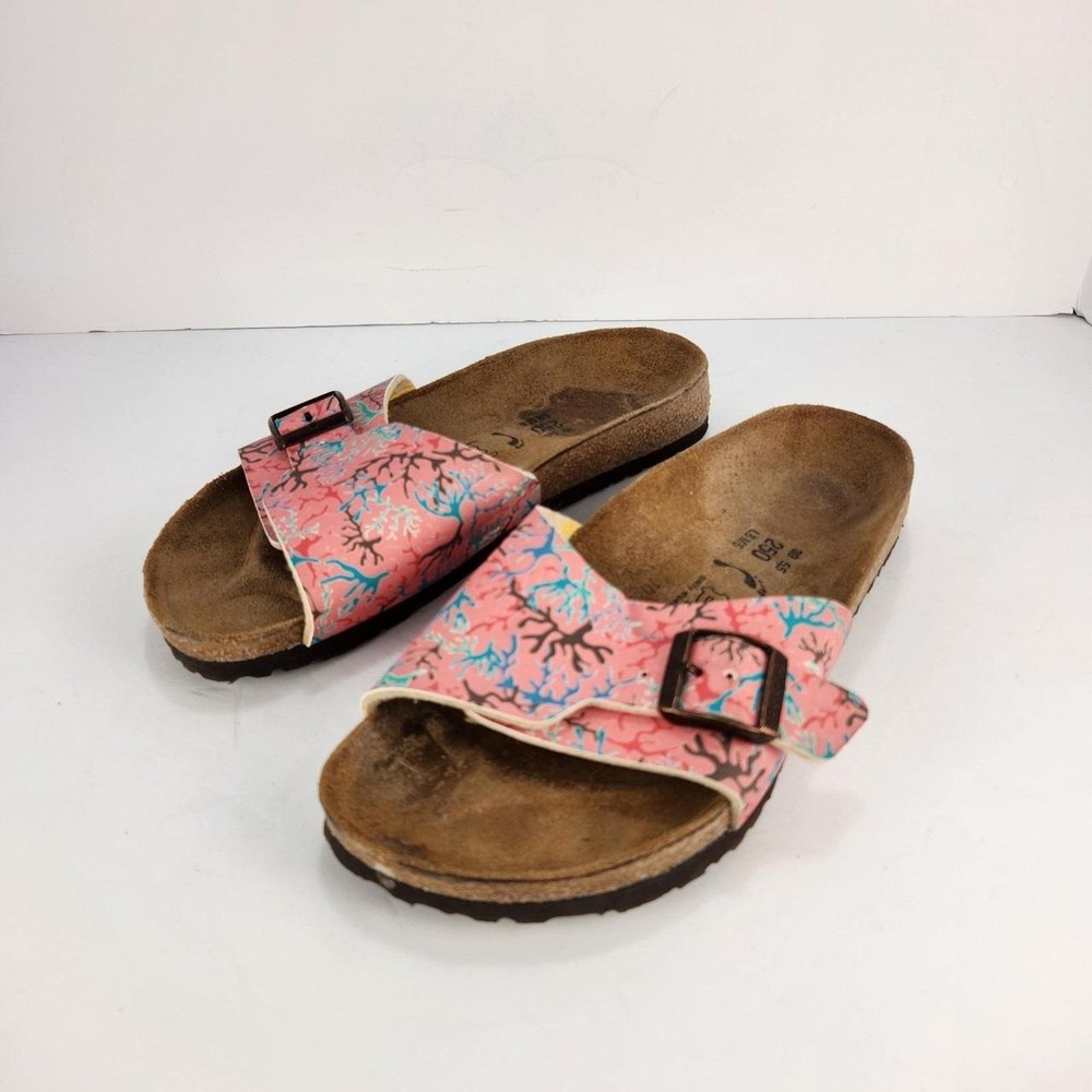 Birki's by Birkenstock Catalina Coral Print Slide Sandals Women's L8 Men's M6